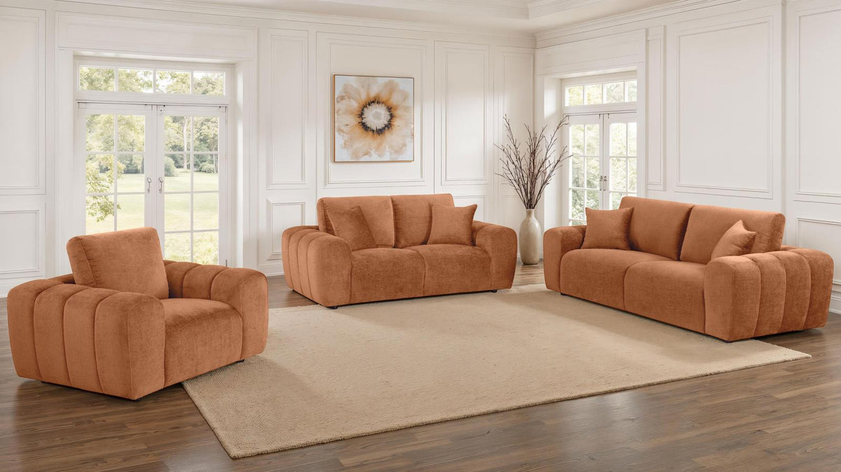 Burnett Chenille Upholstered Sofa Set Burnt Orange