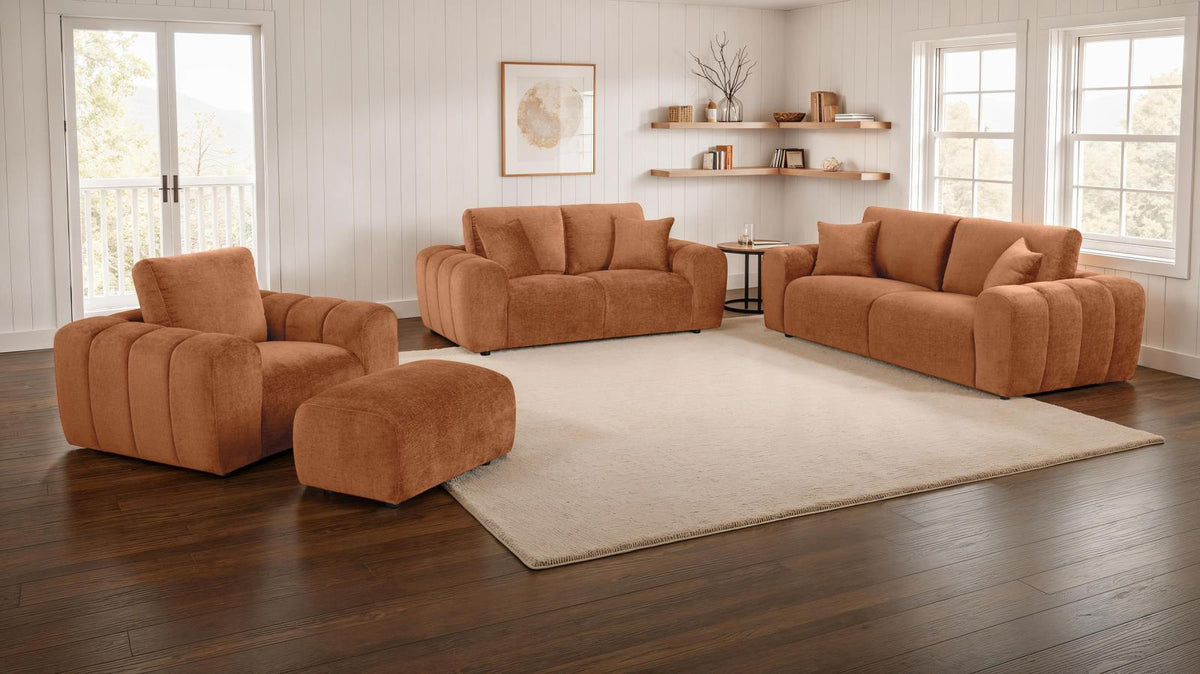 Burnett Chenille Upholstered Sofa Set Burnt Orange
