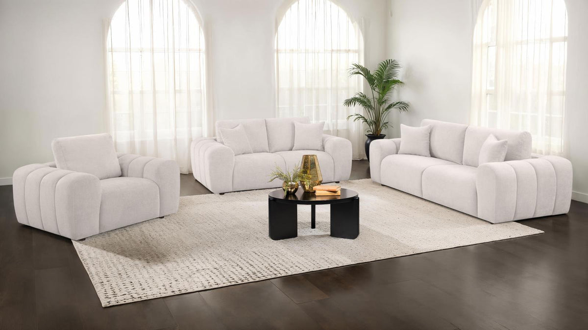 Burnett Chenille Upholstered Sofa Set Ivory