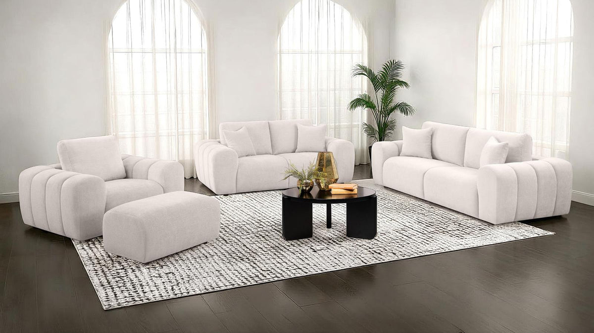 Burnett Chenille Upholstered Sofa Set Ivory