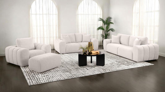 Burnett Chenille Upholstered Sofa Set Ivory