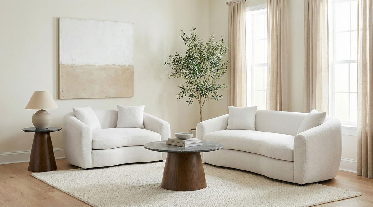 Isabella Fabric Upholstered Sofa Set Sand