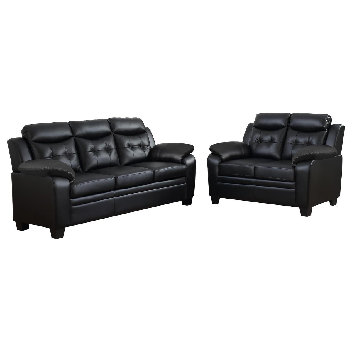 Finley Upholstered Padded Arm Tufted Sofa Set Black