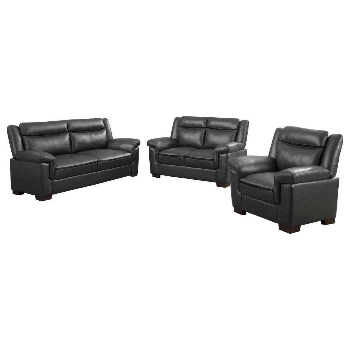 Arabella Upholstered Padded Arm Sofa Set Grey
