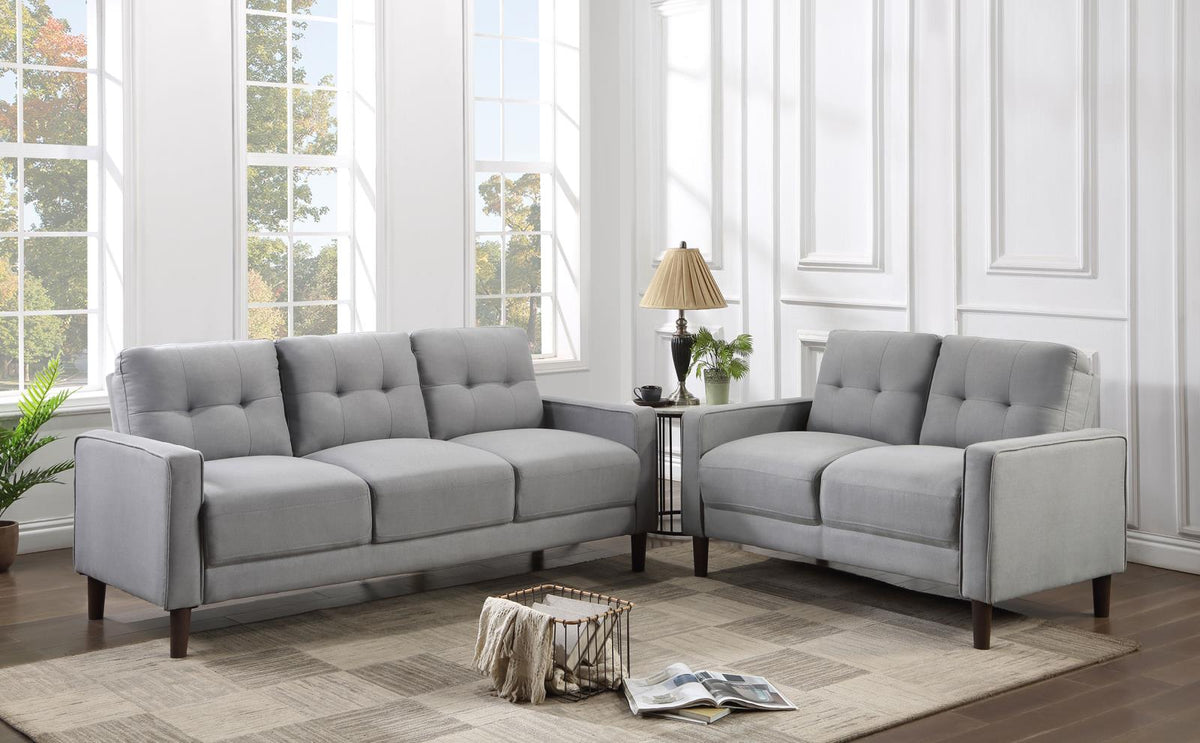 Bowen Upholstered Track Arm Tufted Sofa Set Grey