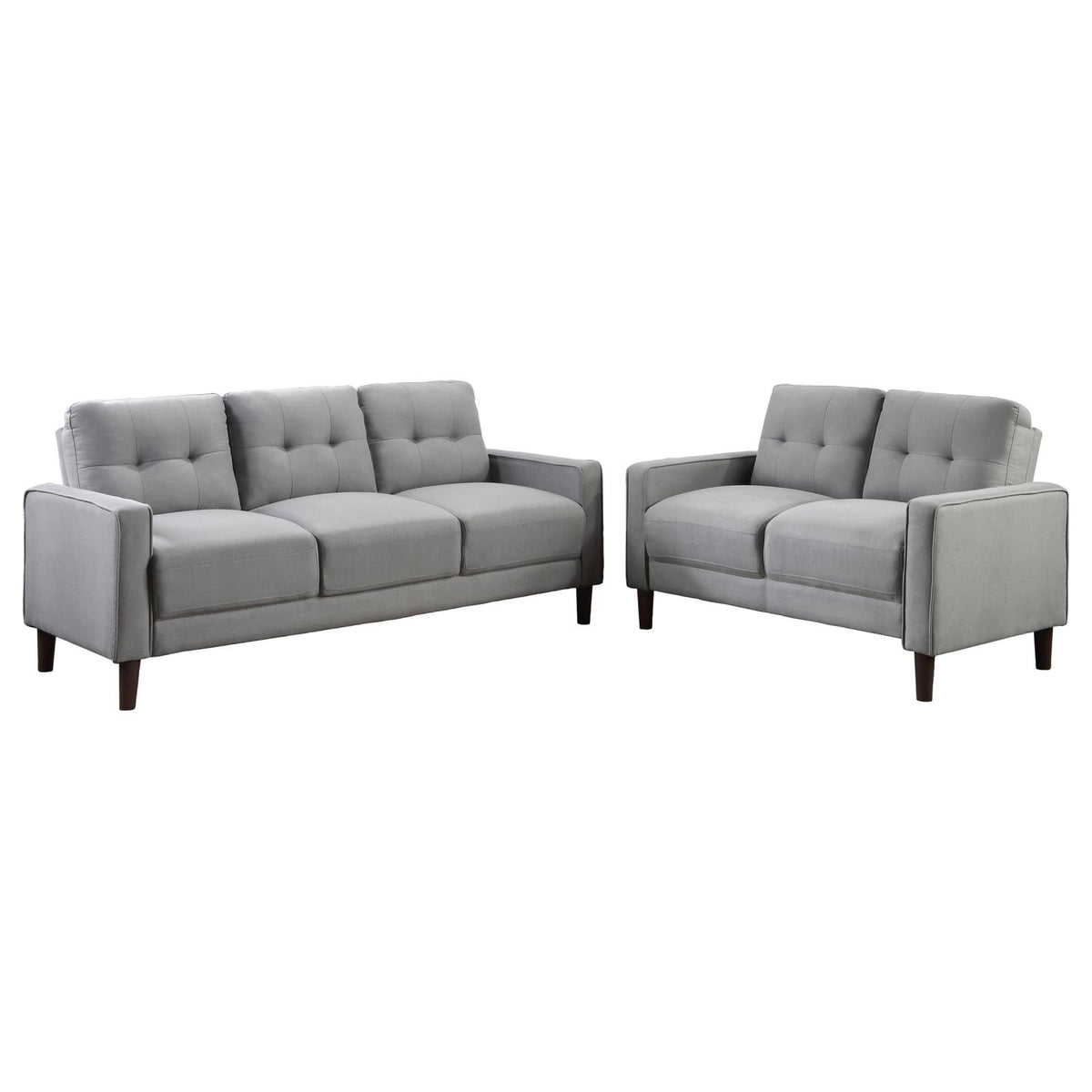 Bowen Upholstered Track Arm Tufted Sofa Set Grey