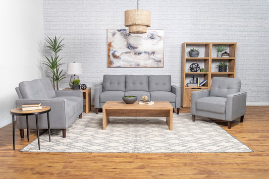 Bowen Upholstered Track Arm Tufted Sofa Set Grey