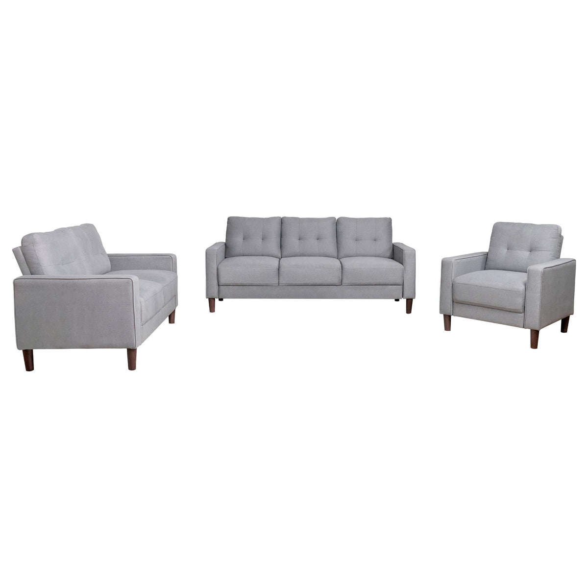Bowen Upholstered Track Arm Tufted Sofa Set Grey