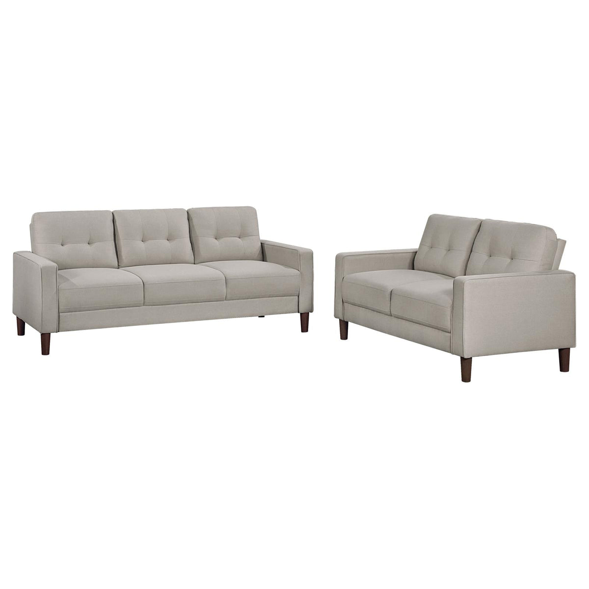 Bowen Upholstered Track Arm Tufted Sofa Set Beige