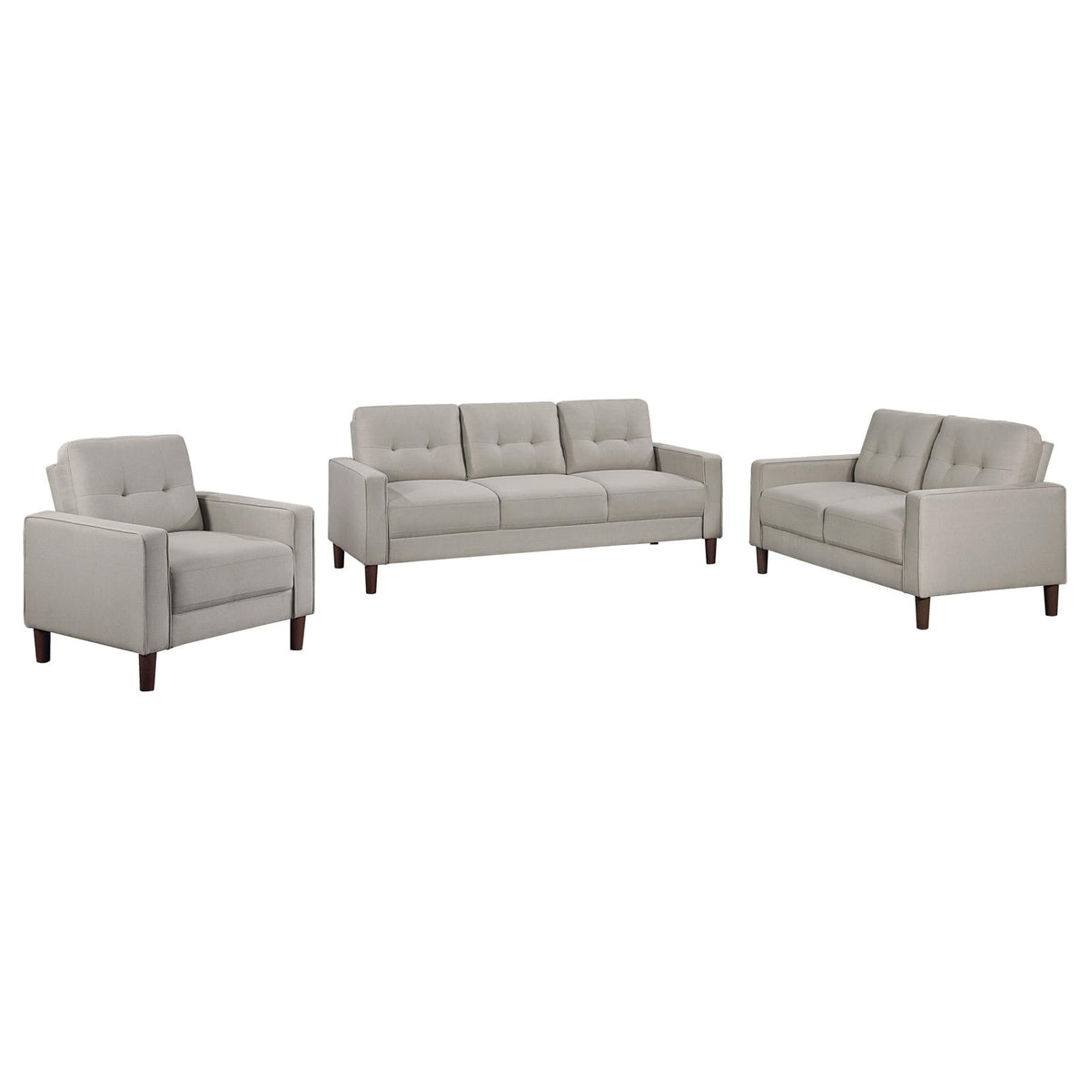 Bowen Upholstered Track Arm Tufted Sofa Set Beige