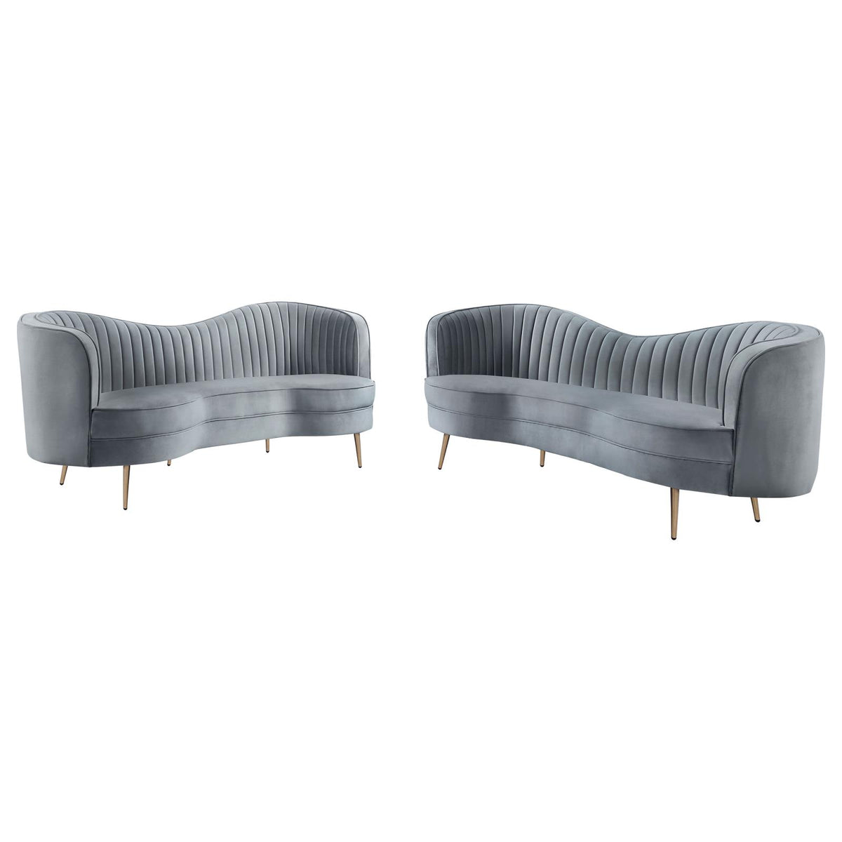 Sophia Upholstered Channel Tufted Sofa Set Grey
