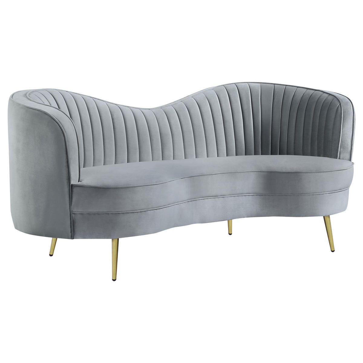 Sophia Upholstered Channel Tufted Sofa Set Grey