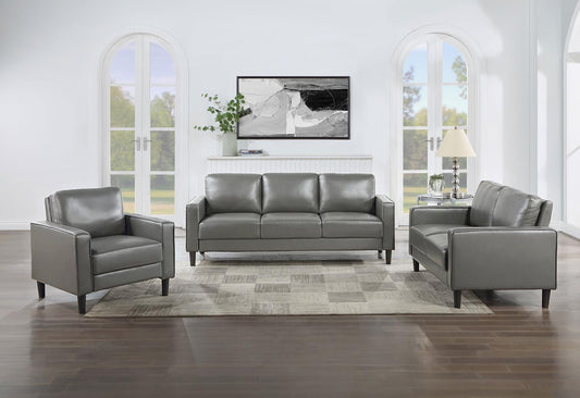 Ruth Upholstered Track Arm Sofa Set Grey
