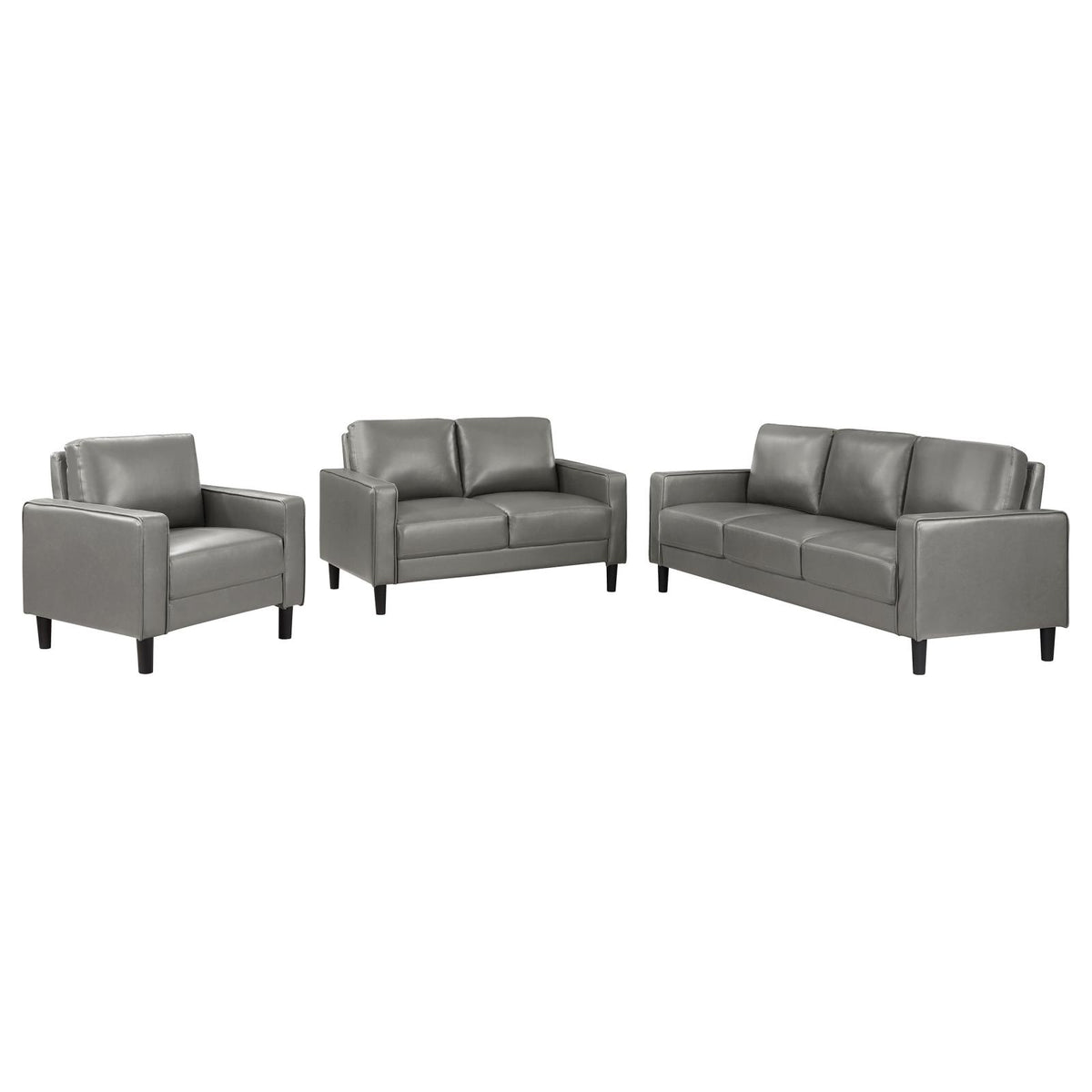 Ruth Upholstered Track Arm Sofa Set Grey