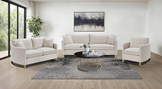 Corliss Upholstered Arched Arm Sofa Set Beige