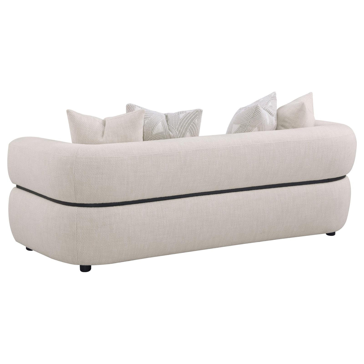 Jeanette Fabric Upholstered Round Arm Sofa Set Beige