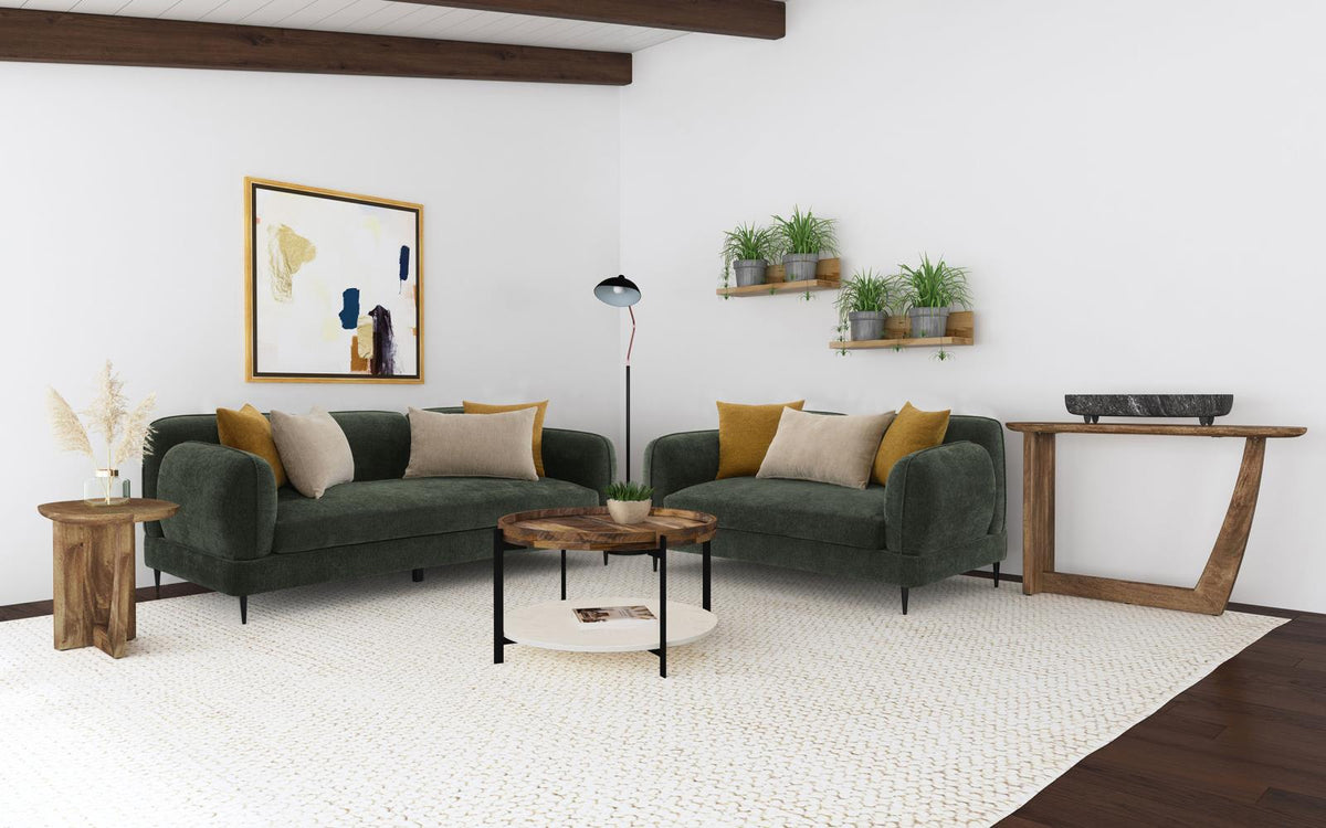 Jade Chenille Upholstered Sofa Set Green