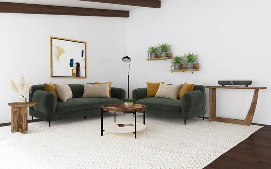 Jade Chenille Upholstered Sofa Set Green