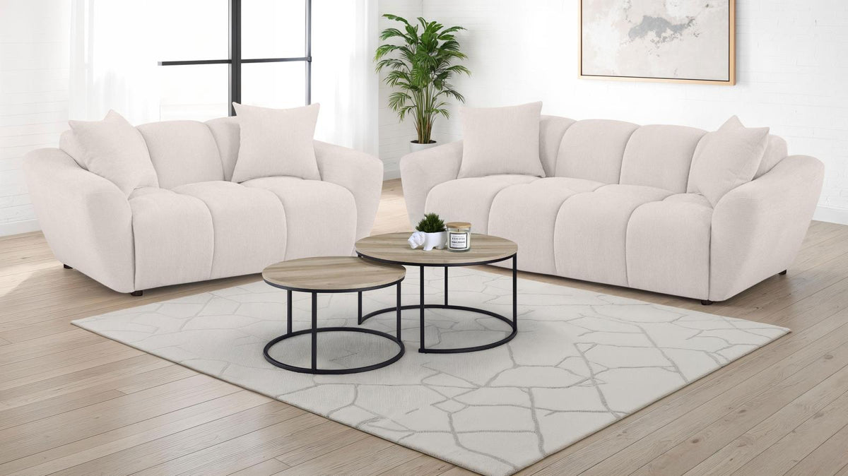 Destino Chenille Splayed Arm Sofa Set Greige