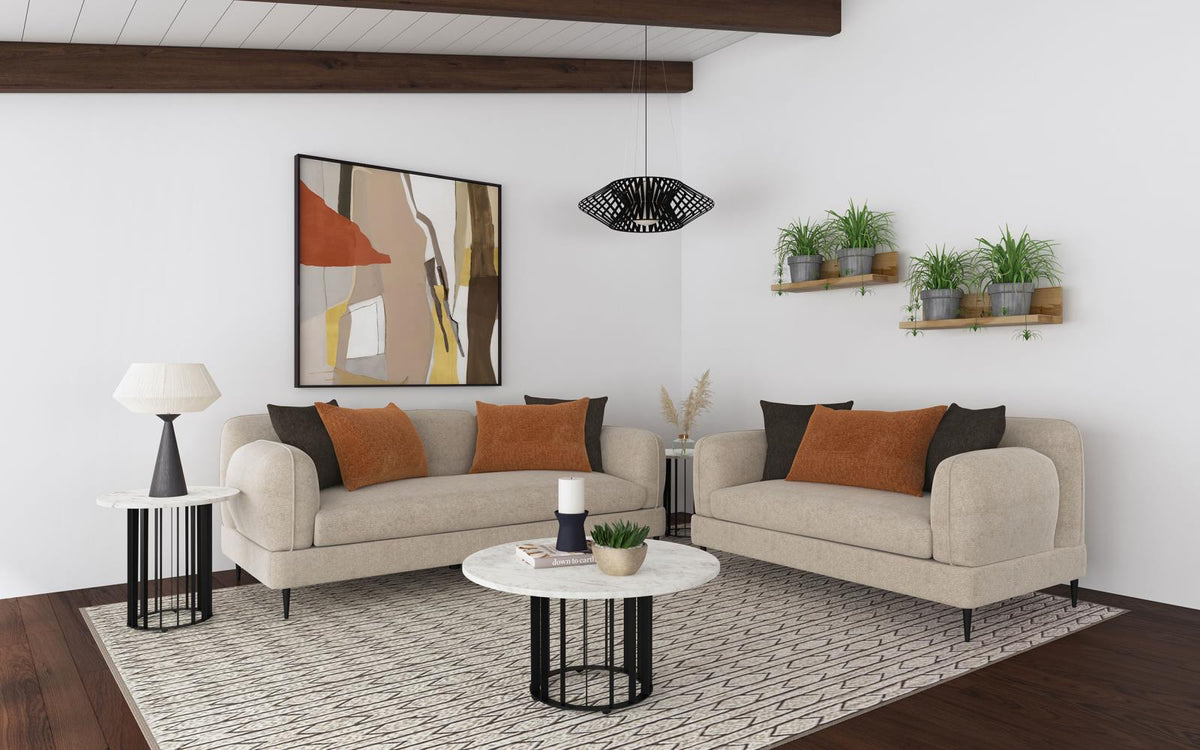 Jade Chenille Upholstered Sofa Set Latte
