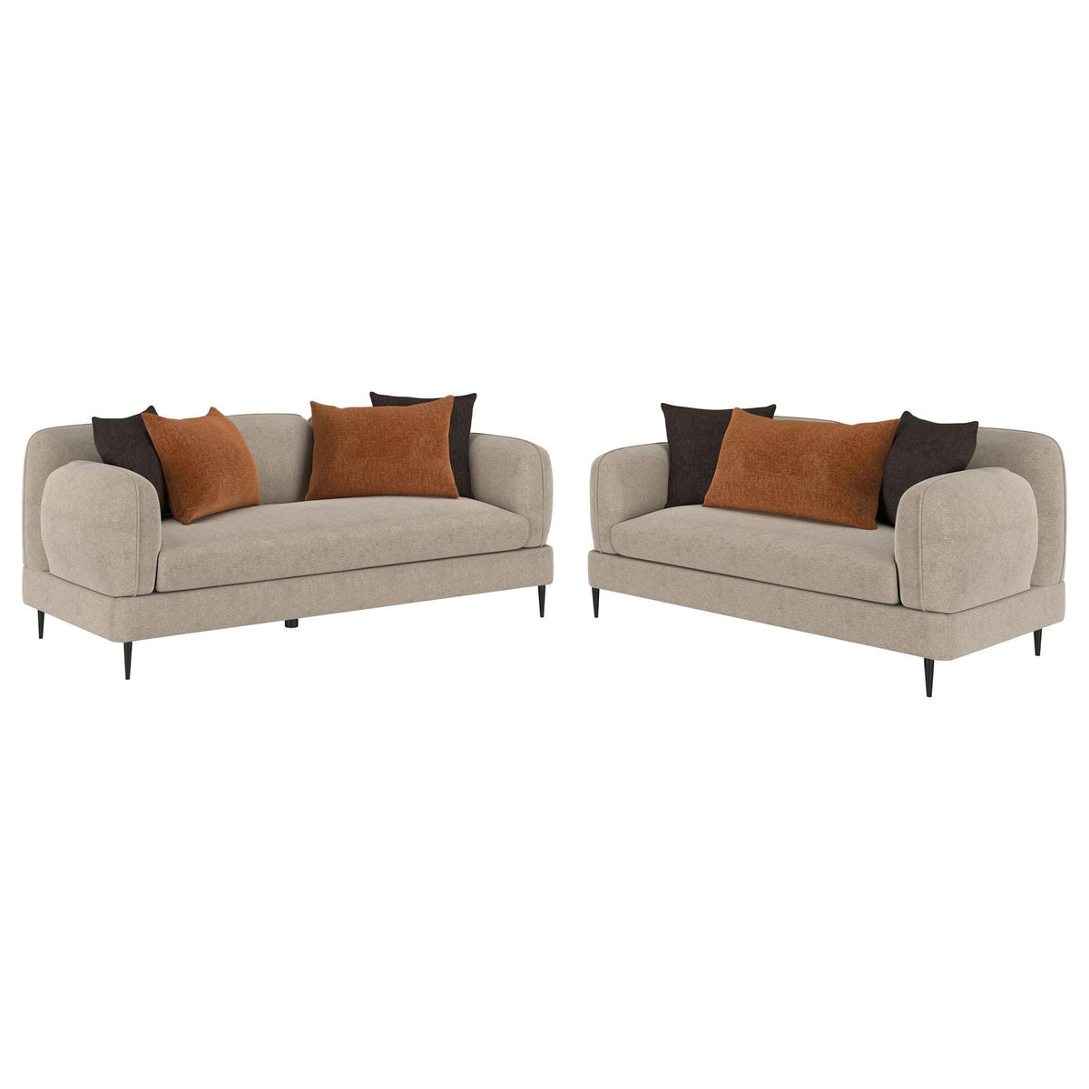 Jade Chenille Upholstered Sofa Set Latte