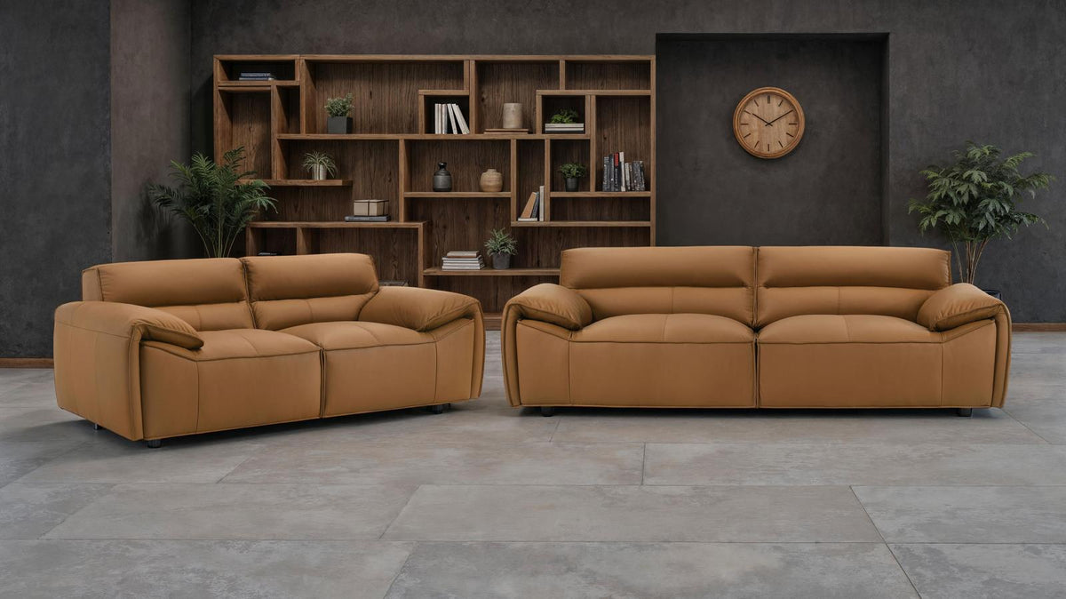 Buxton Leather Upholstered Sofa Set Orange