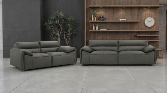 Buxton Leather Upholstered Sofa Set Graphite