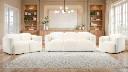 Dorset Upholstered Round Track Arm Sofa Set White