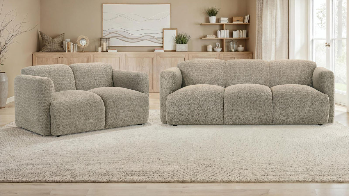Dorset Upholstered Round Track Arm Sofa Set Brown