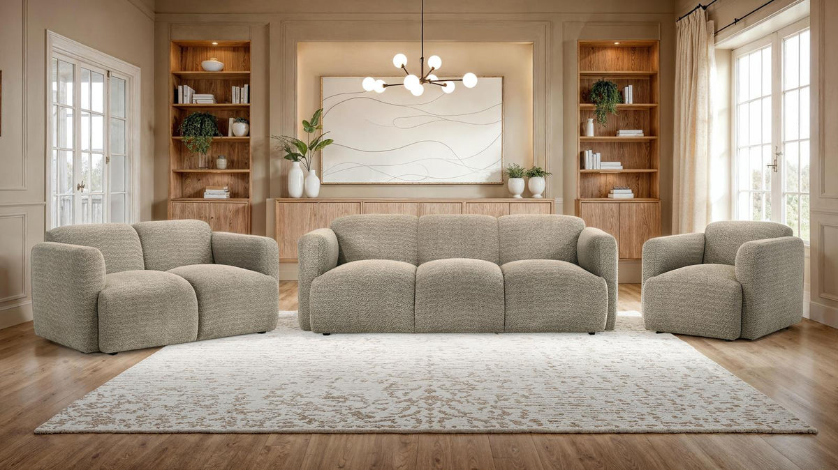 Dorset Upholstered Round Track Arm Sofa Set Brown