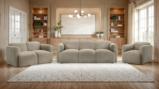 Dorset Upholstered Round Track Arm Sofa Set Brown