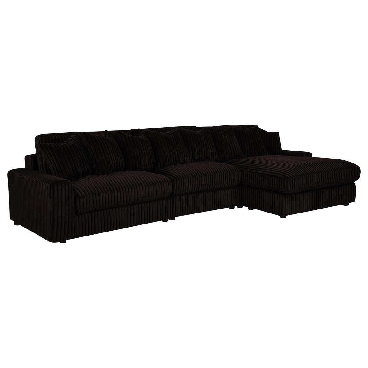 Blaine 3-Piece Corduroy Reversible Chaise Sectional Sofa Chocolate Brown