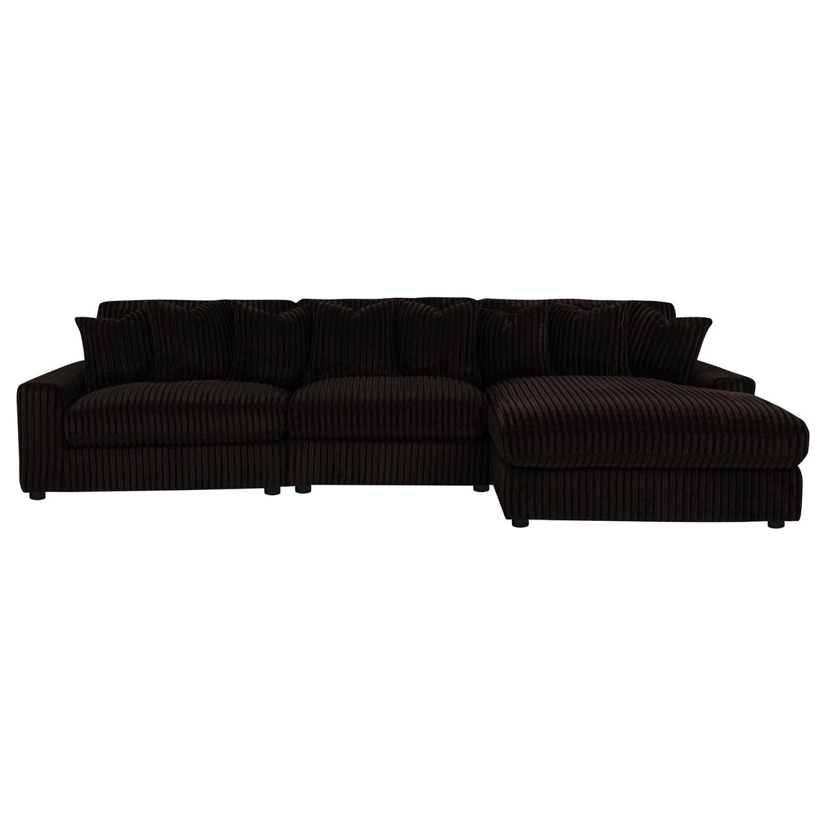 Blaine 3-Piece Corduroy Reversible Chaise Sectional Sofa Chocolate Brown