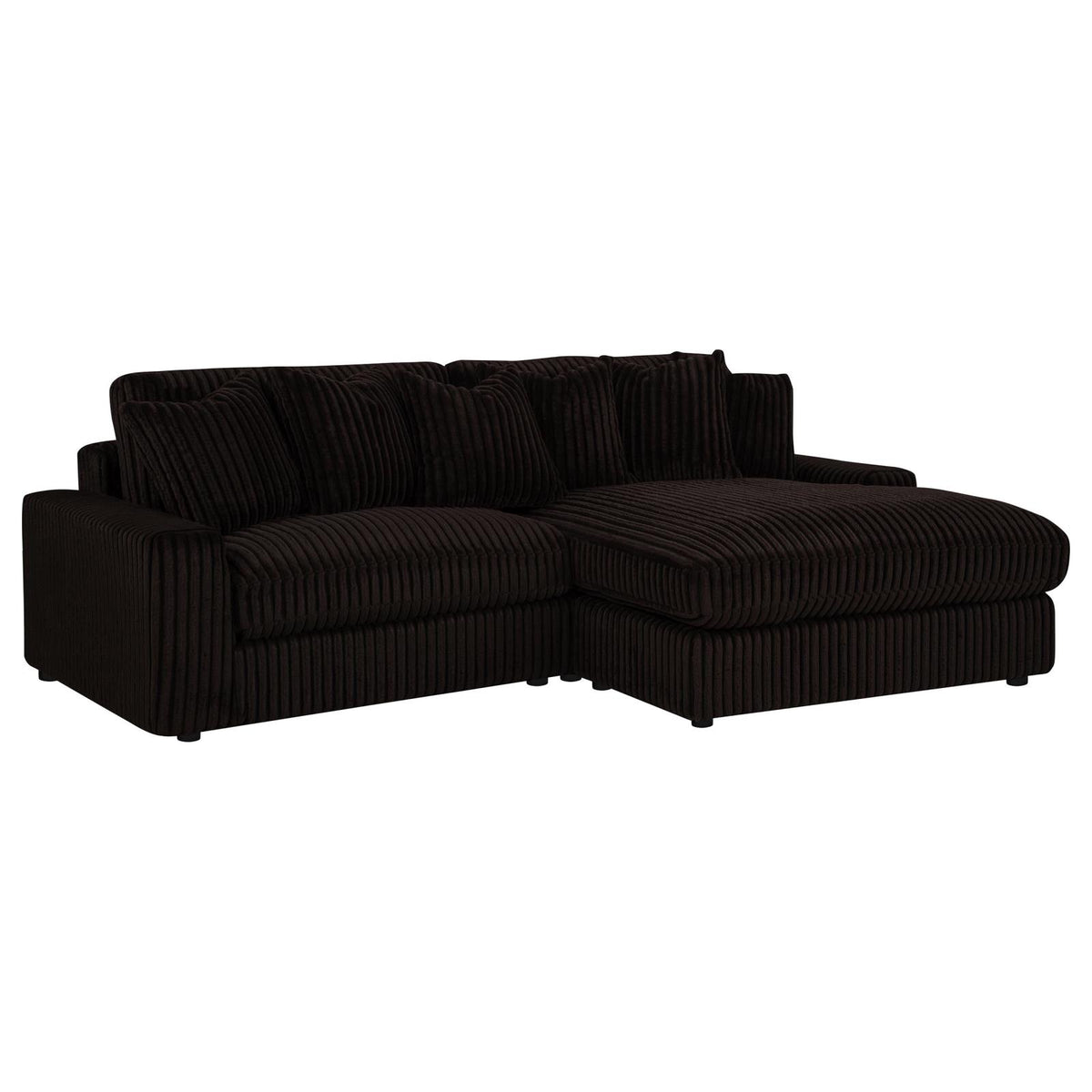 Blaine 2-Piece Corduroy Reversible Chaise Sectional Sofa Chocolate Brown