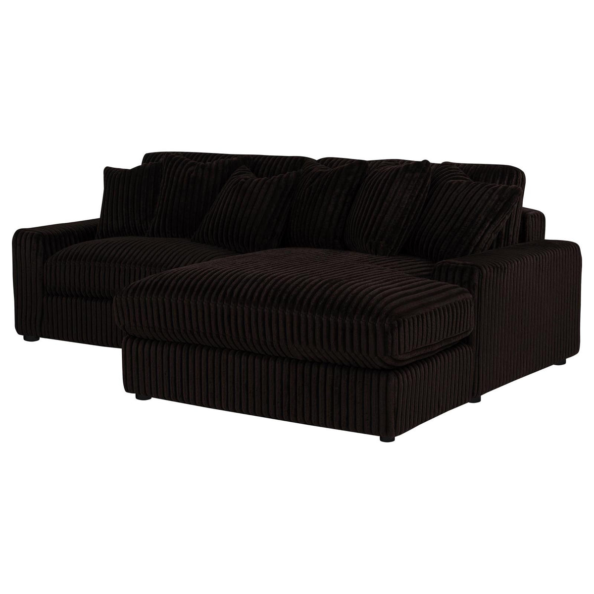Blaine 2-Piece Corduroy Reversible Chaise Sectional Sofa Chocolate Brown