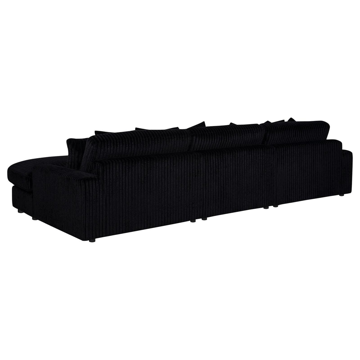Blaine 3-Piece Corduroy Reversible Chaise Sectional Sofa Black