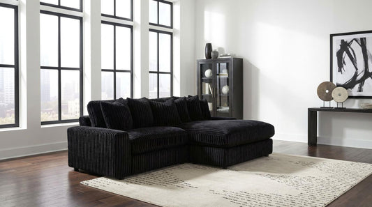Blaine 2-Piece Corduroy Reversible Chaise Sectional Sofa Black