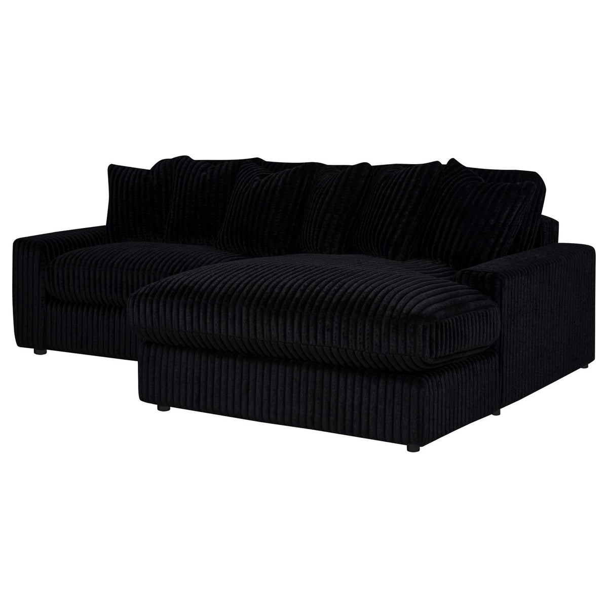 Blaine 2-Piece Corduroy Reversible Chaise Sectional Sofa Black
