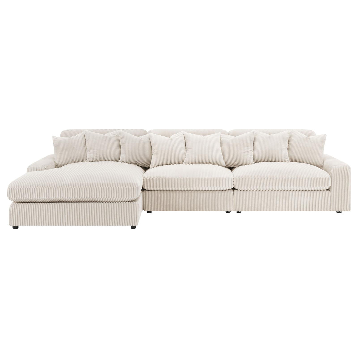 Blaine 3-Piece Corduroy Reversible Chaise Sectional Sofa Sand