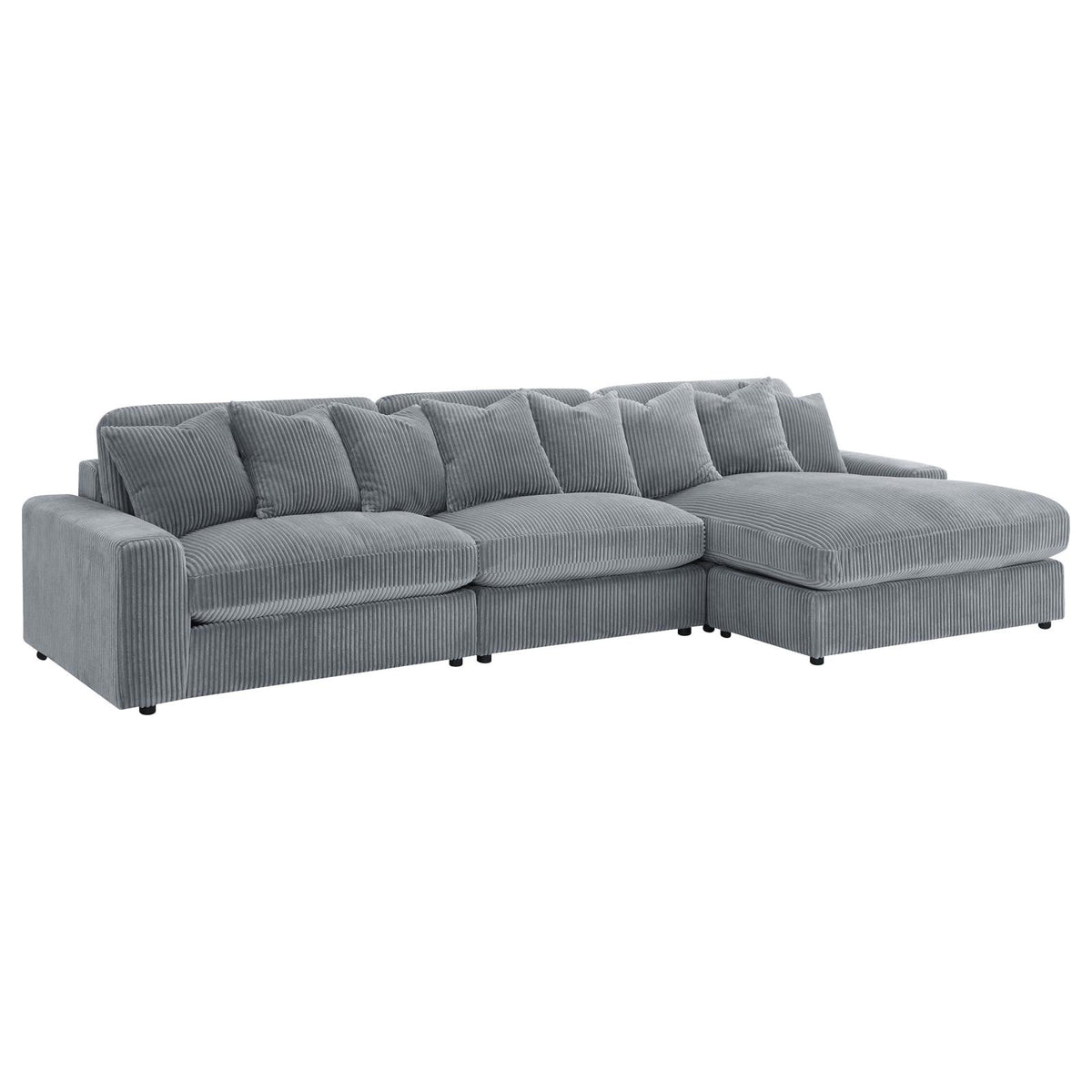 Blaine 3-Piece Corduroy Reversible Chaise Sectional Sofa Fog