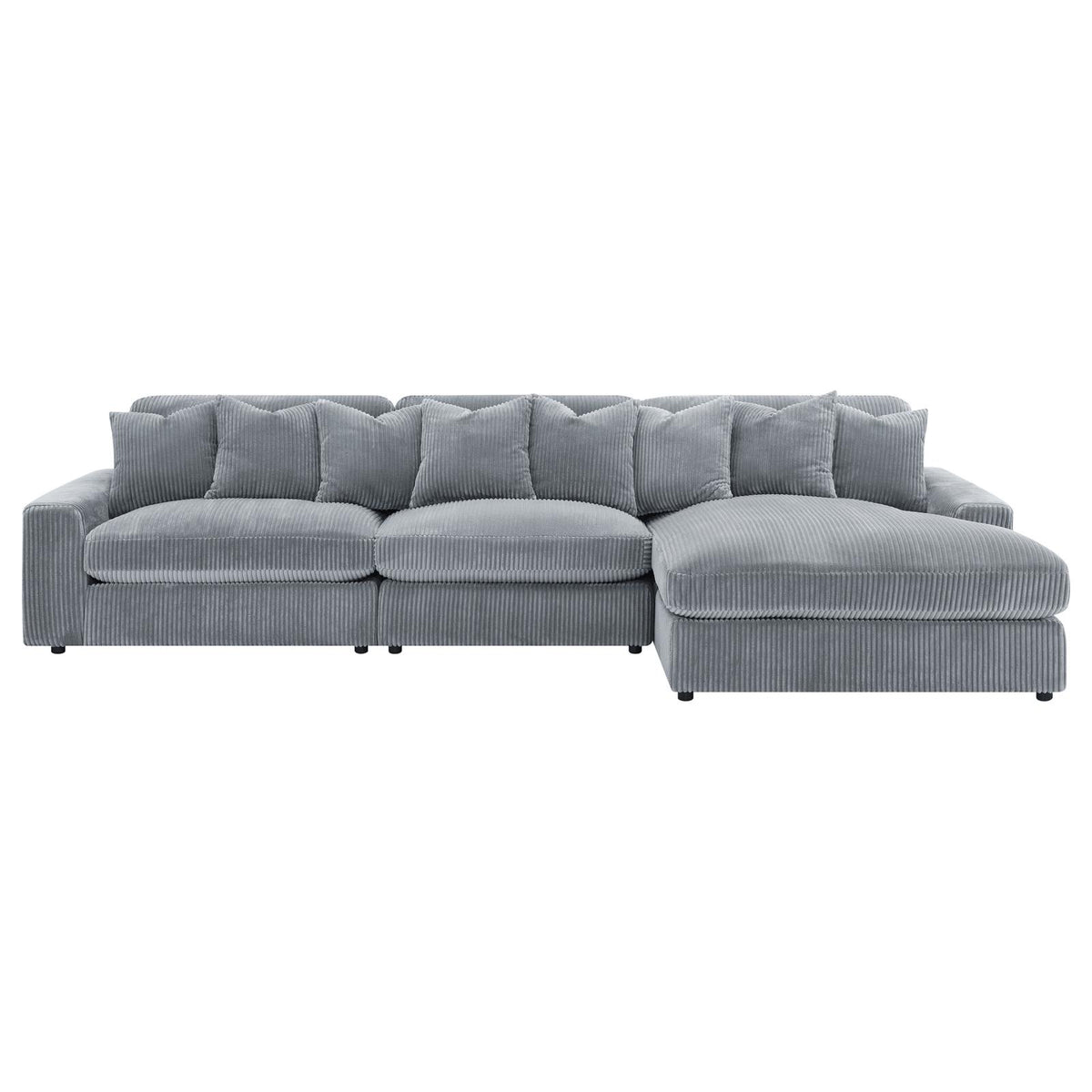 Blaine 3-Piece Corduroy Reversible Chaise Sectional Sofa Fog