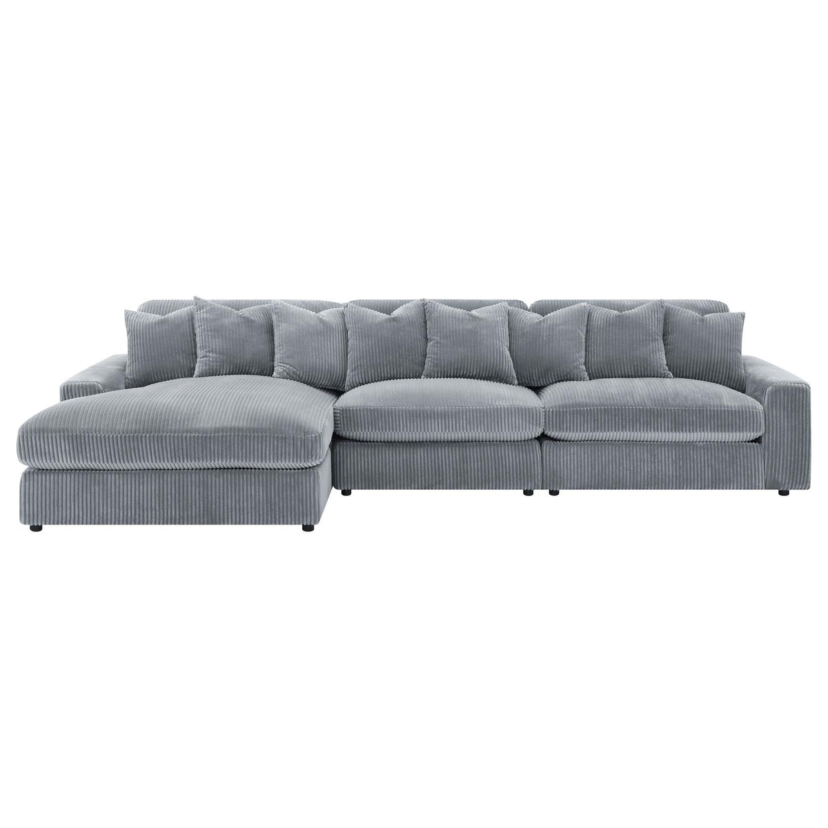Blaine 3-Piece Corduroy Reversible Chaise Sectional Sofa Fog