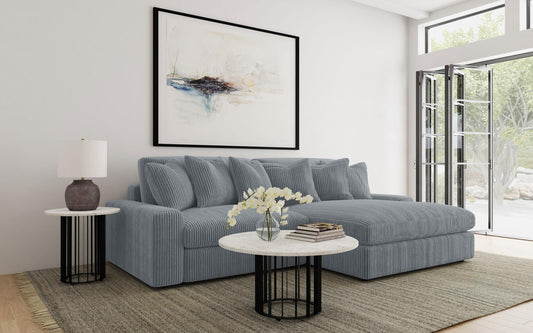Blaine 2-Piece Corduroy Reversible Chaise Sectional Sofa Fog