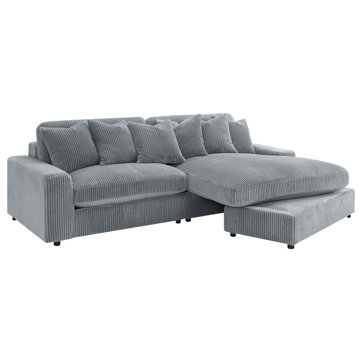 Blaine 2-Piece Corduroy Reversible Chaise Sectional Sofa Fog