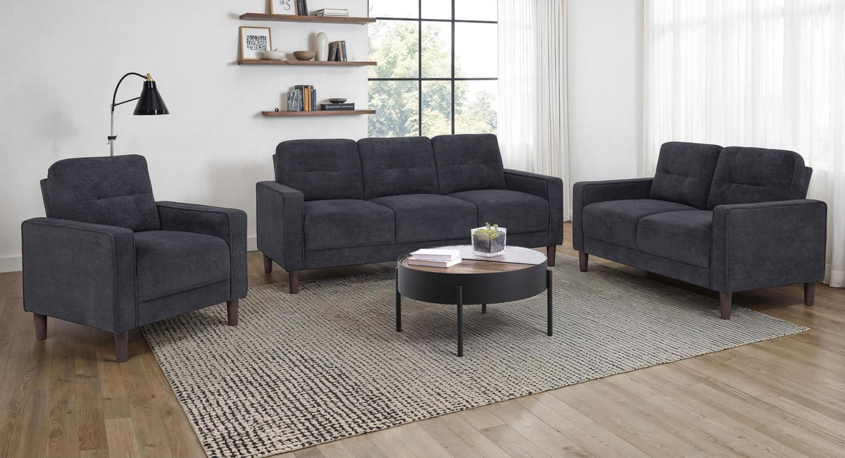 Bowen II Upholstered Track Arm Sofa Set Steel Grey