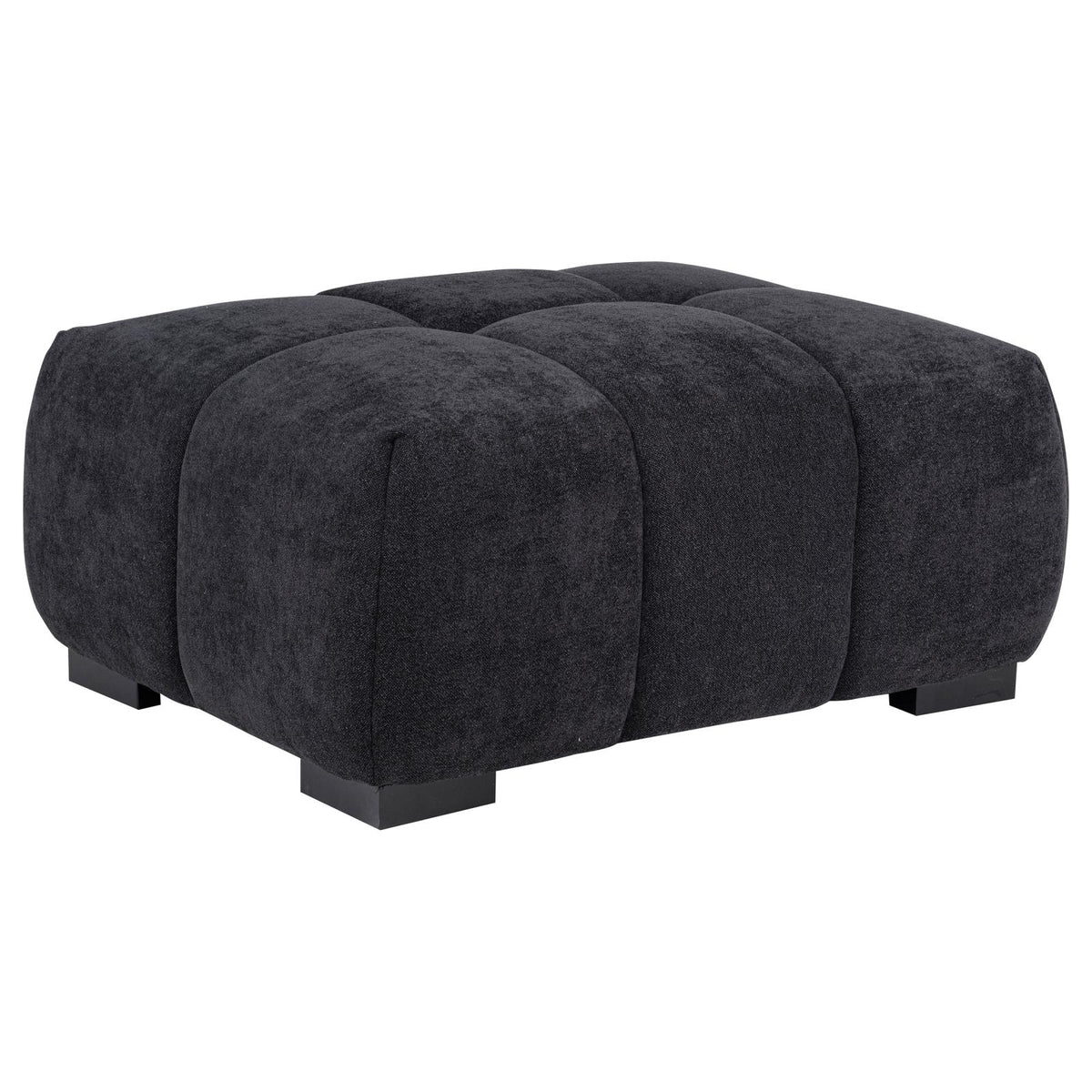 Octavia Tufted Upholstered Rectangular Ottoman Black