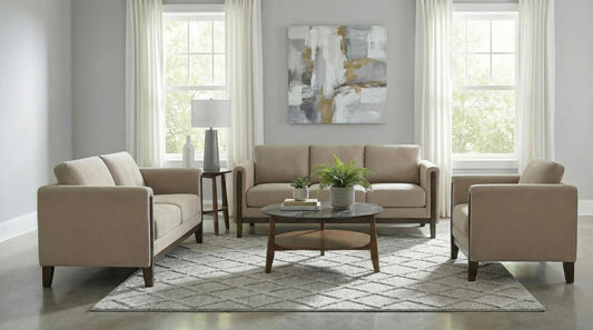 Islington Upholstered Panel Arm Sofa Set Taupe