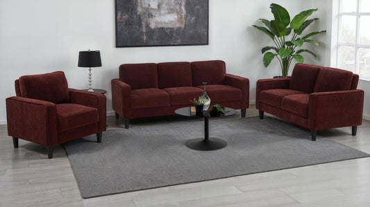Ruth Fabric Upholstered Track Arm Sofa Rust Red