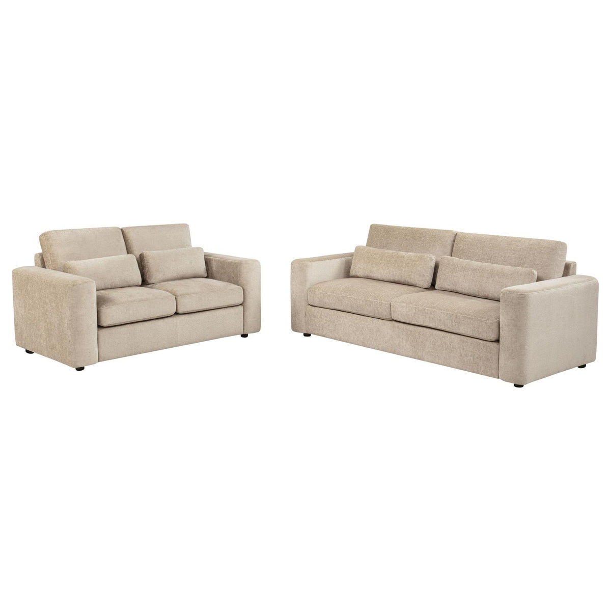 Amador Chenille Upholstered Track Arm Sofa Set Camel