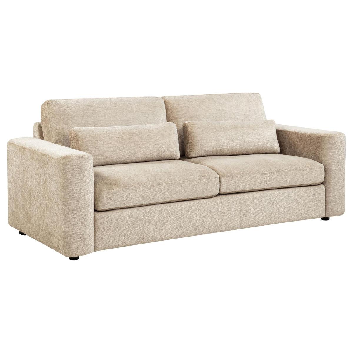Amador Chenille Upholstered Track Arm Sofa Set Camel